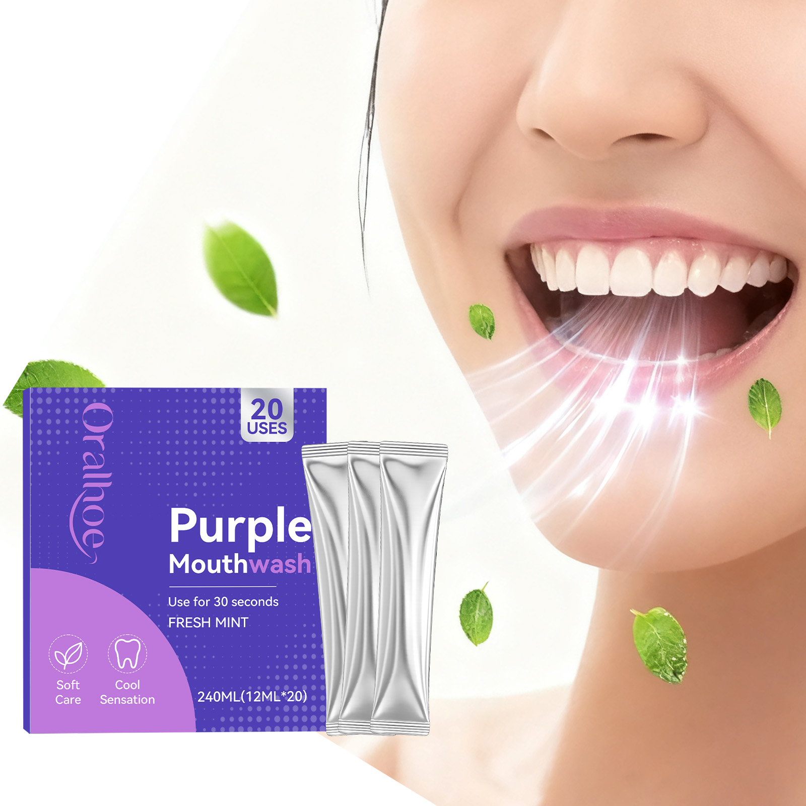 20개입, 보라색 구강 청결제, 치아 미백 효과, 누런 - Teeth Whitening Mouthwash 리뷰 및 가격
